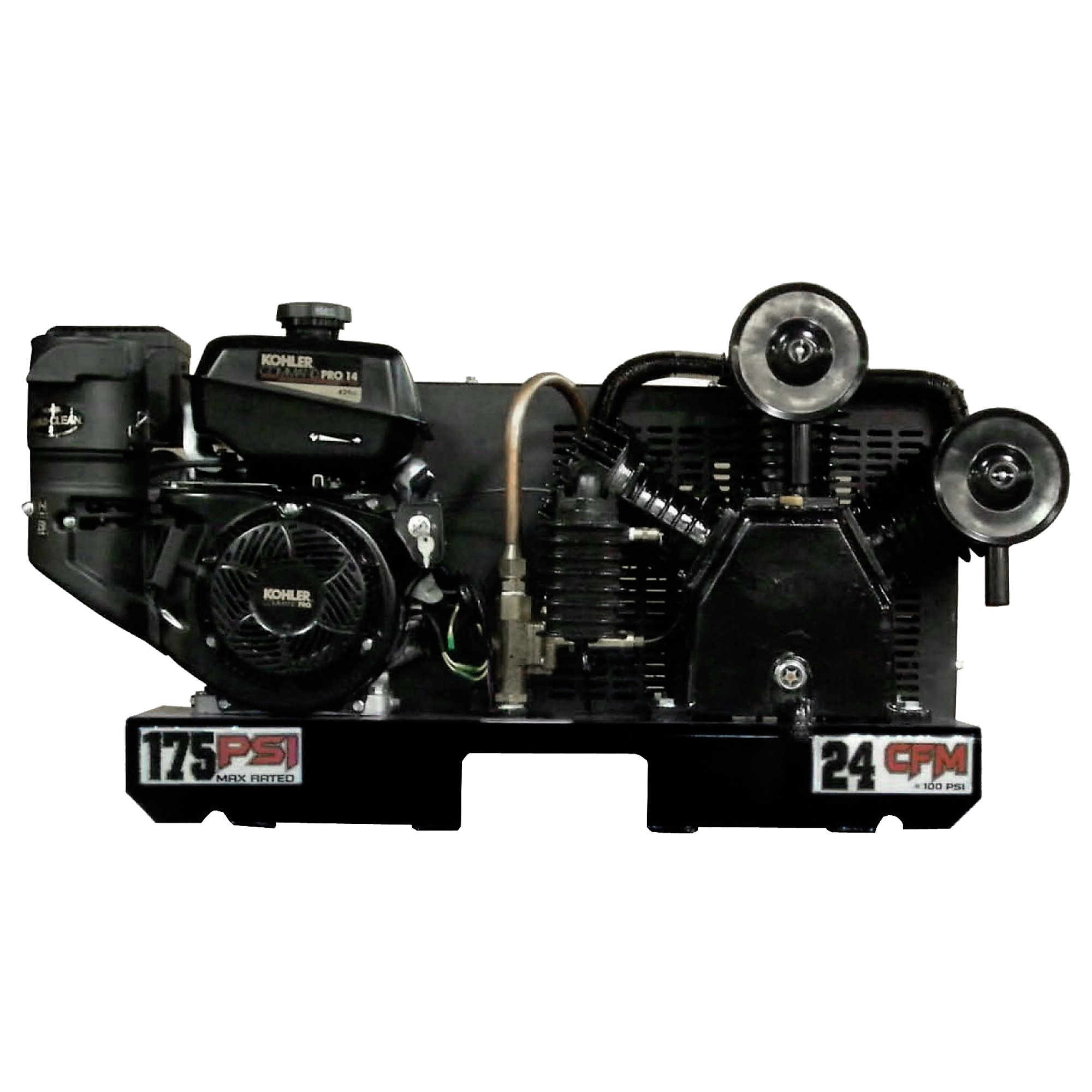 EAGLE, 24 CFM Skid Mount No Tank, Horsepower 14 HP, Air Tank Size 30 Gal, Model# 14GSKTRKE